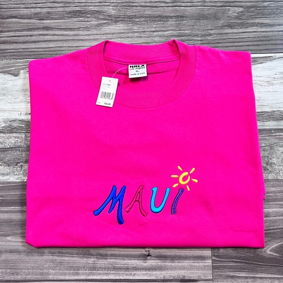 Vintage NWT HRLA Maui Embroidered T Shirt Size XL Pink Single Stitch Deadstock - Picture 6 of 16